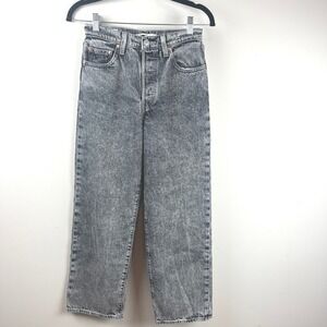 Levi's Black Acid Wash Ribcage Straight Jeans 25